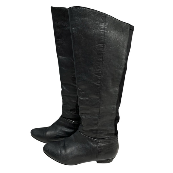 Steve Madden “Creation” Black Leather Pull-On Riding Boots Size 8 M - Picture 1 of 13